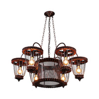 Wrought Iron Large Cage Chandelier Industrial Style Light Fixtures - Rebooters