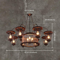 Wrought Iron Large Cage Chandelier Industrial Style Light Fixtures - Rebooters