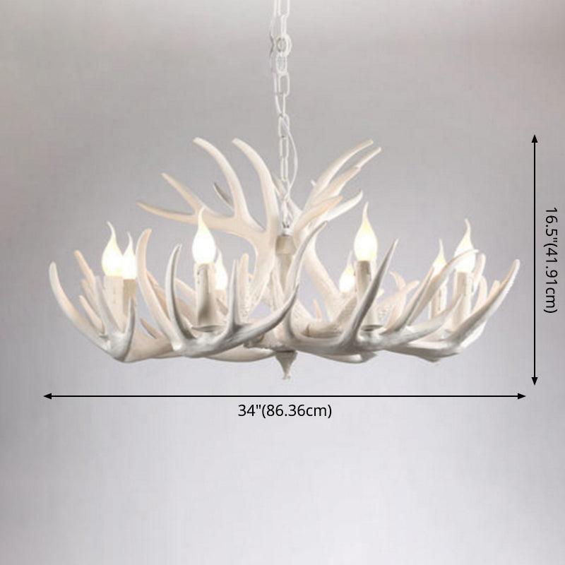 Bare Bulb Antler Chandelier Country Style White Resin Light - Rebooters