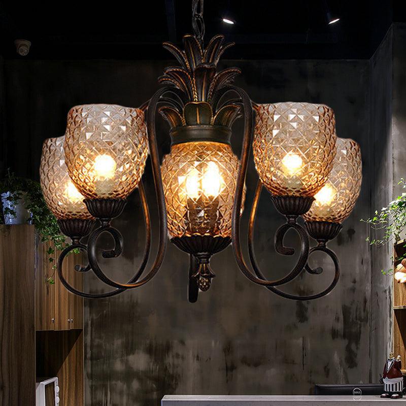 5/7 Lights Bedroom Ceiling Lamp Traditional Black Chandelier - Rebooters