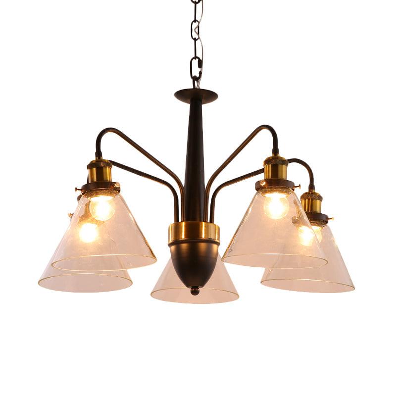 3/5/6-Light Conical Chandelier Light Traditional Black Gold - Rebooters