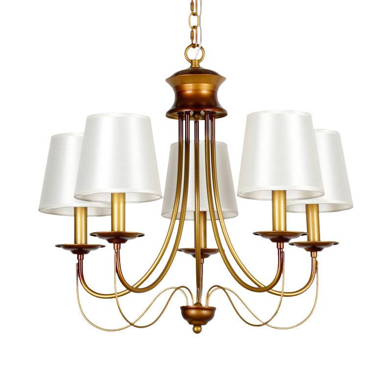 3/5/6 Lights Brass Finish Hanging Chandelier with White Shade - Rebooters