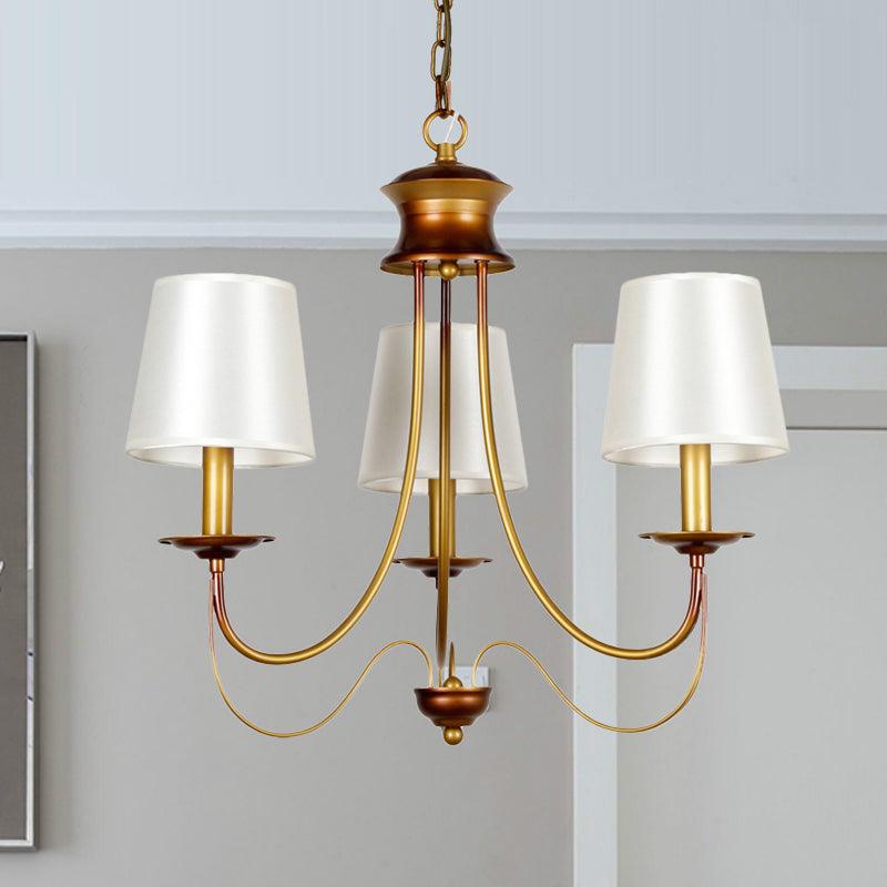 3/5/6 Lights Brass Finish Hanging Chandelier with White Shade - Rebooters