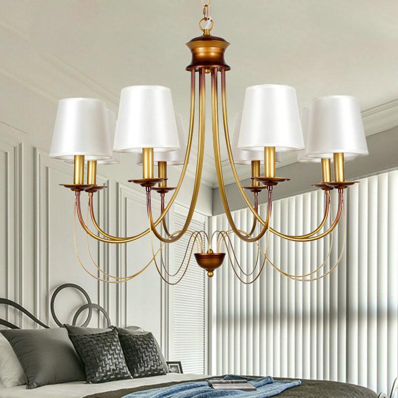 3/5/6 Lights Brass Finish Hanging Chandelier with White Shade - Rebooters