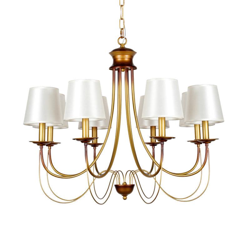 3/5/6 Lights Brass Finish Hanging Chandelier with White Shade - Rebooters