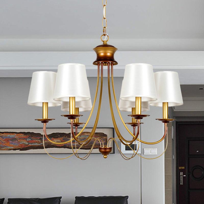 3/5/6 Lights Brass Finish Hanging Chandelier with White Shade - Rebooters