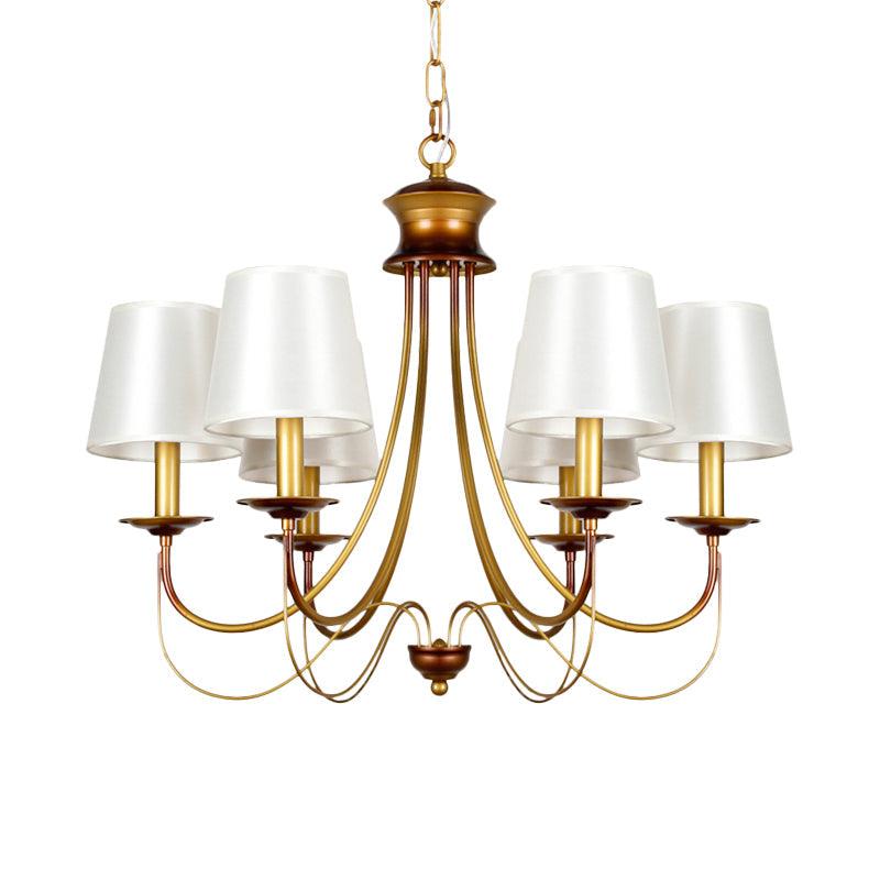 3/5/6 Lights Brass Finish Hanging Chandelier with White Shade - Rebooters