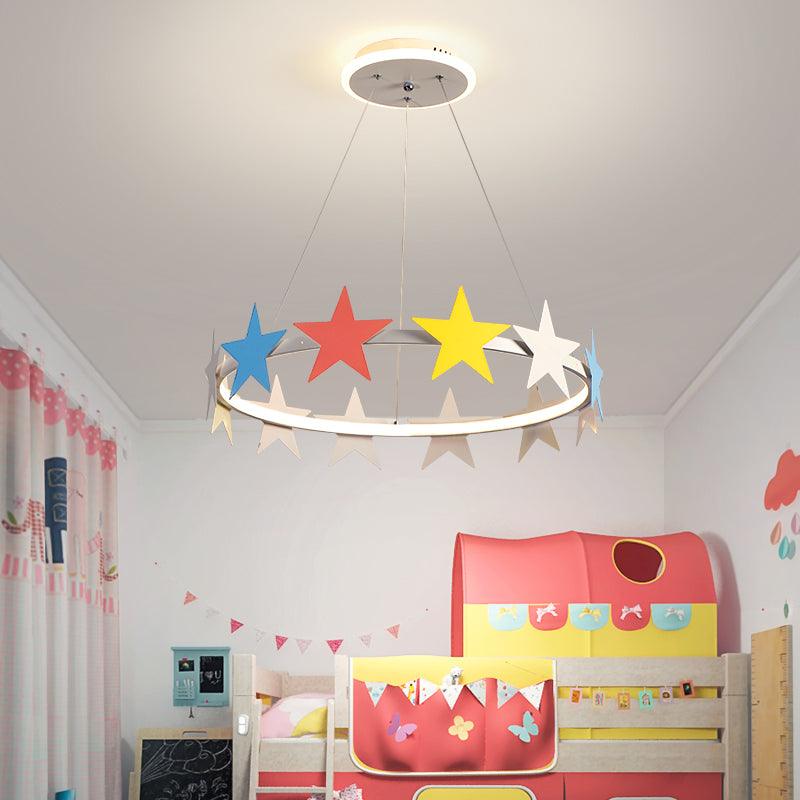 19.5"/23.5" Dia Metal Ring Chandelier Light with Star Design - Rebooters