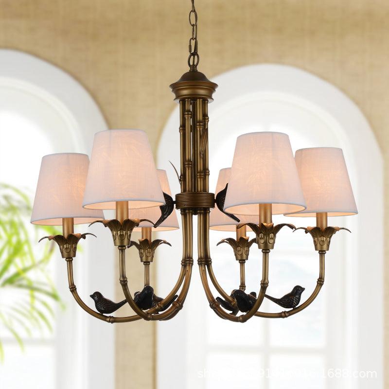 3/6/8 Lights Suspension Pendant Rustic Cone Fabric Chandelier - Rebooters