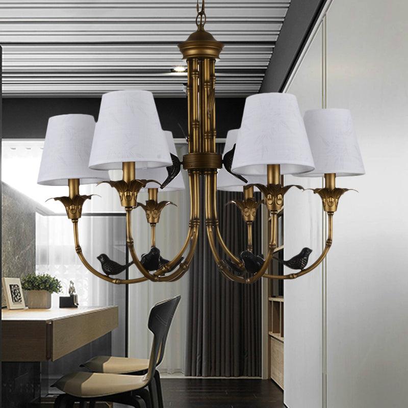 3/6/8 Lights Suspension Pendant Rustic Cone Fabric Chandelier - Rebooters