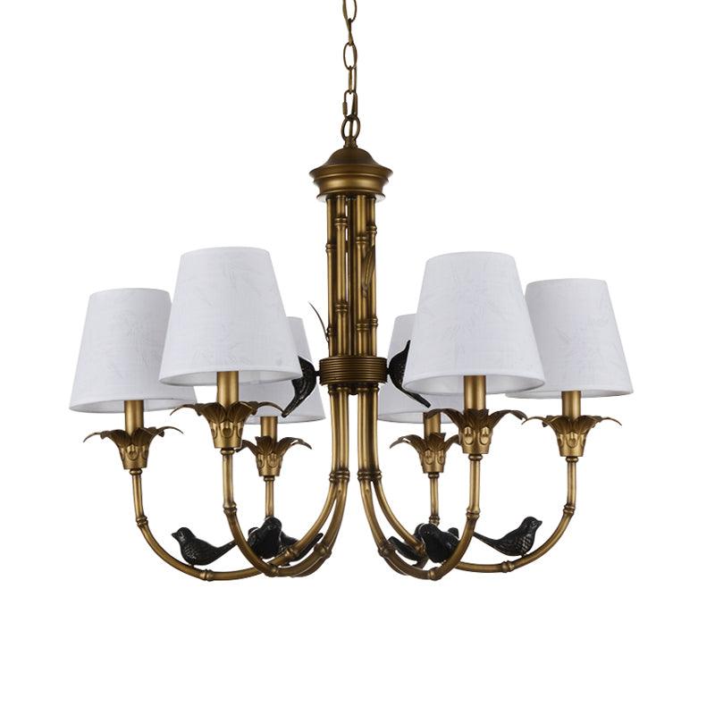 3/6/8 Lights Suspension Pendant Rustic Cone Fabric Chandelier - Rebooters