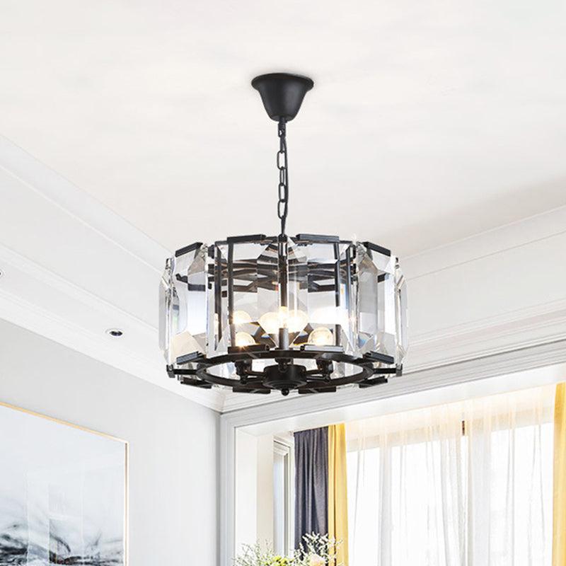 18"/25.5" Diameter Metal Drum Shade Ceiling Chandelier Black - Rebooters
