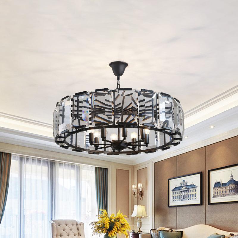 18"/25.5" Diameter Metal Drum Shade Ceiling Chandelier Black - Rebooters
