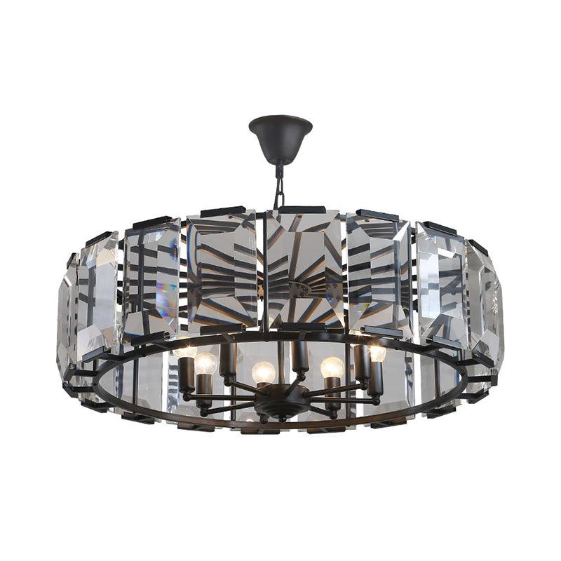 18"/25.5" Diameter Metal Drum Shade Ceiling Chandelier Black - Rebooters