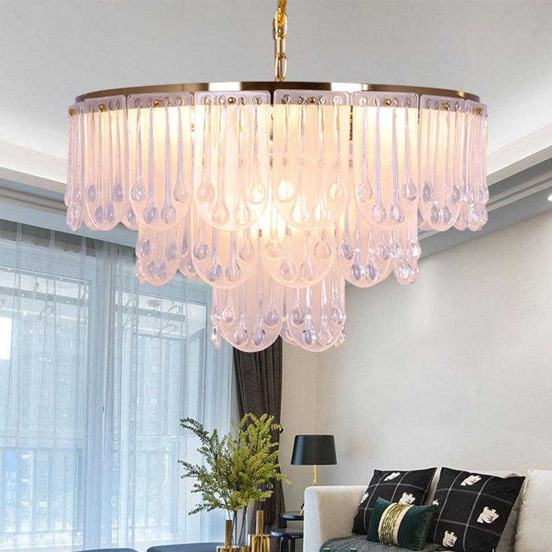 16"/23.5" W Frosted Glass Tiered Chandelier Light Modernist - Rebooters