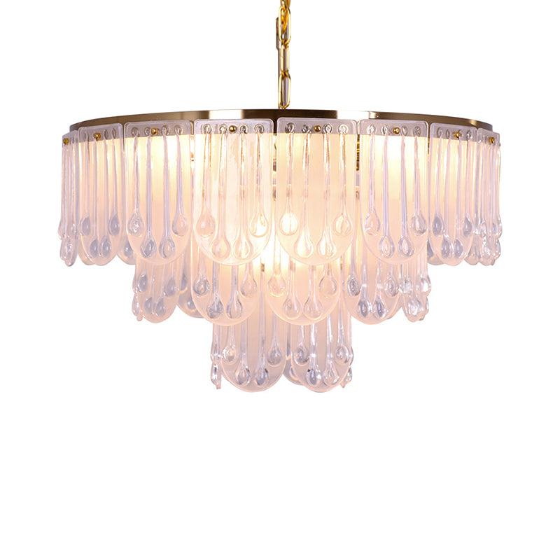 16"/23.5" W Frosted Glass Tiered Chandelier Light Modernist - Rebooters