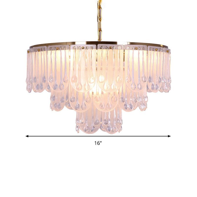 16"/23.5" W Frosted Glass Tiered Chandelier Light Modernist - Rebooters