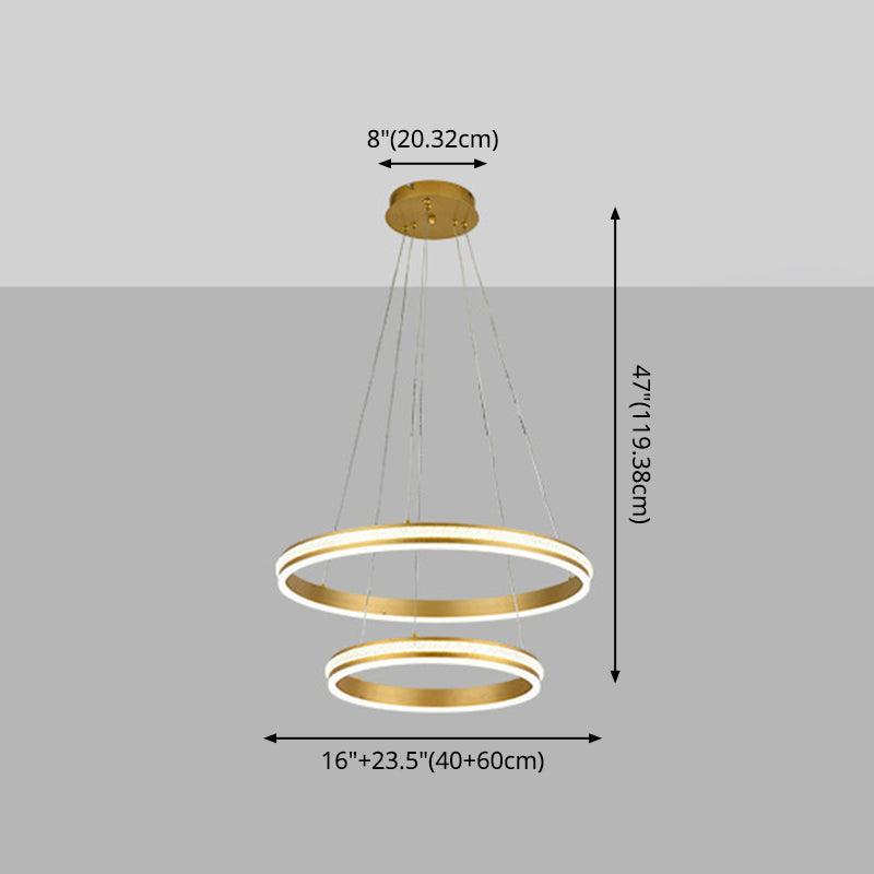 16 Inch 24 Inch Diameter 2 Tiered Ring LED Chandelier Gold - Rebooters