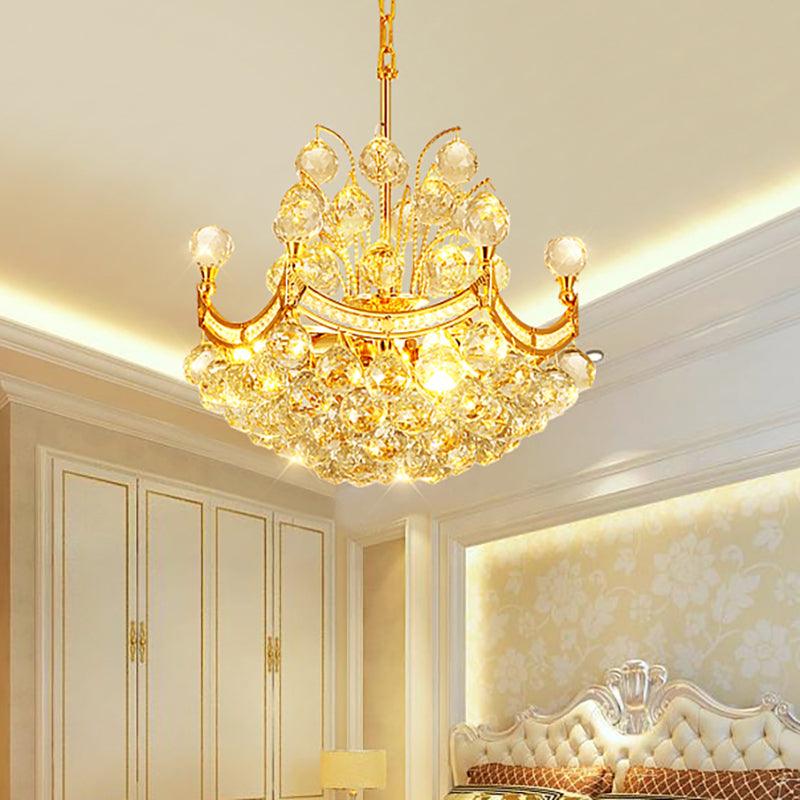 Clear Crystal Ball Chandelier Lighting Vintage 4 Lights Ceiling Pendant Light Gold - Rebooters