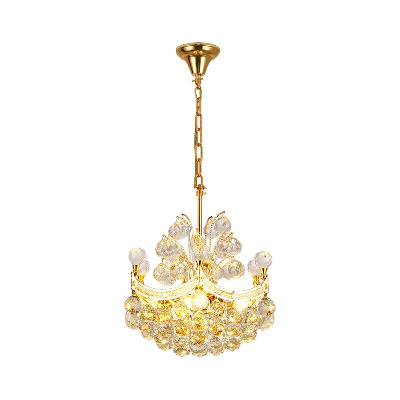 Clear Crystal Ball Chandelier Lighting Vintage 4 Lights Ceiling Pendant Light Gold - Rebooters