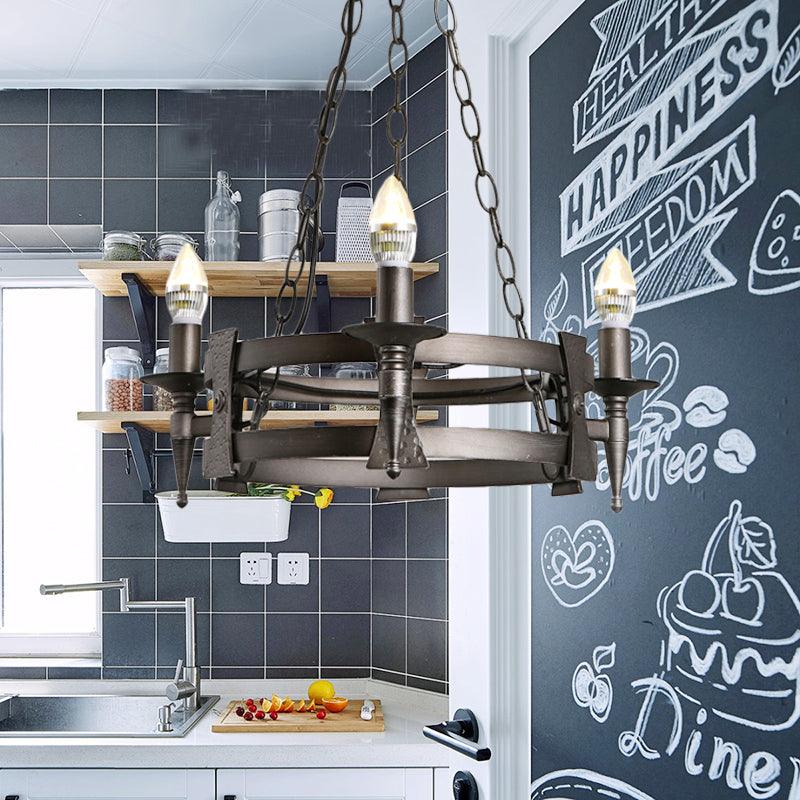 3 Lights Metal Ceiling Chandelier Rustic Black Hanging Lamp - Rebooters