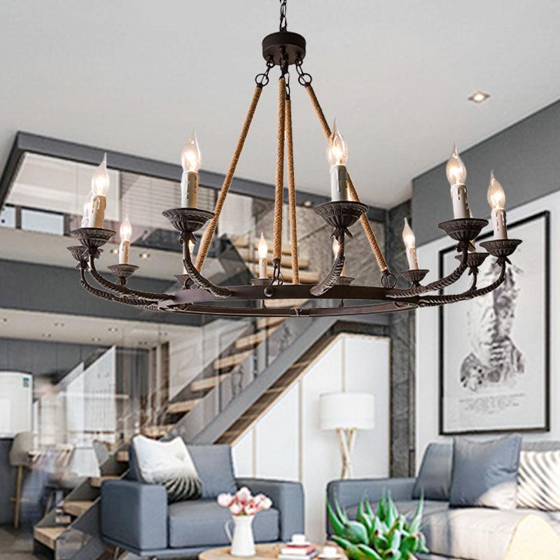 6/8/12 Lights Wagon Wheel Chandelier Classic Rust Pendant Light - Rebooters