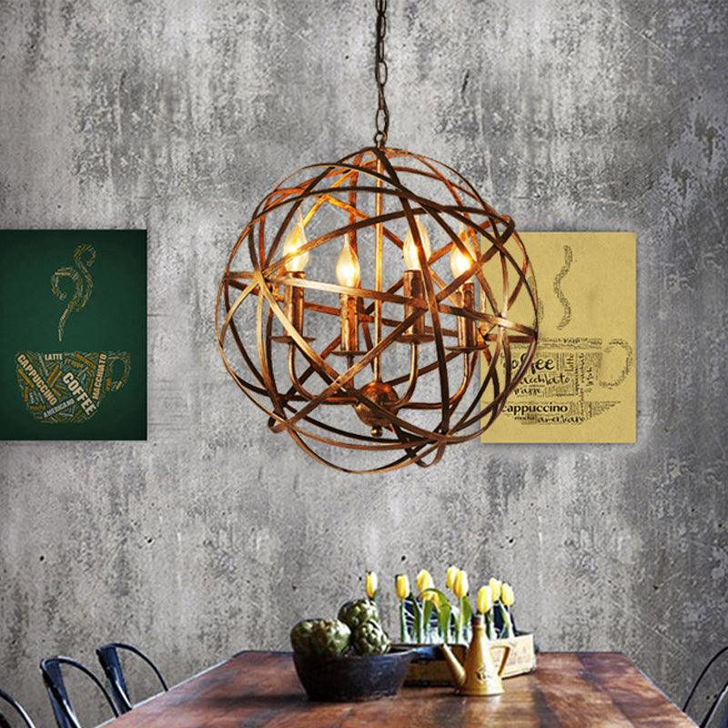 Globe Dining Room Hanging Light Traditional Metal 4 Lights Chandelier - Rebooters