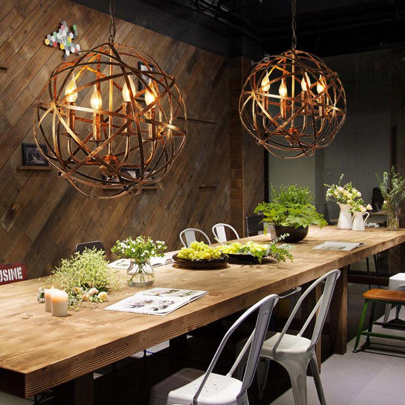 Globe Dining Room Hanging Light Traditional Metal 4 Lights Chandelier - Rebooters