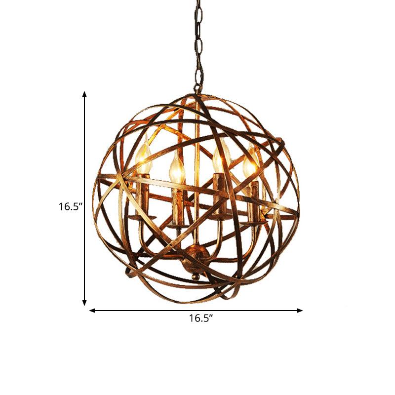 Globe Dining Room Hanging Light Traditional Metal 4 Lights Chandelier - Rebooters