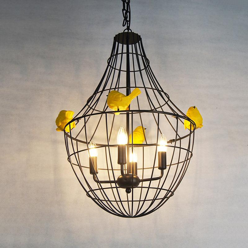 4 Lights Candelabra Suspended Lighting Fixture Black Chandelier - Rebooters