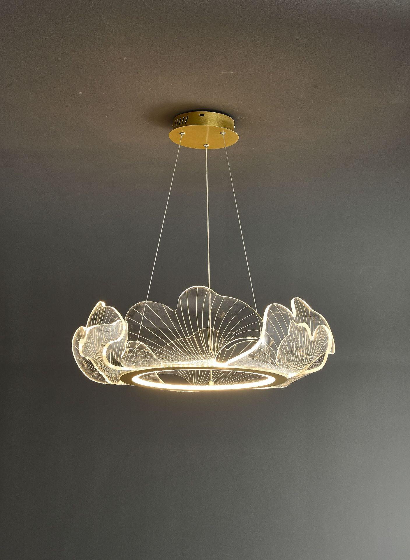Acrylic Leaf LED Chandelier Light Simplicity Gold Finish - Rebooters
