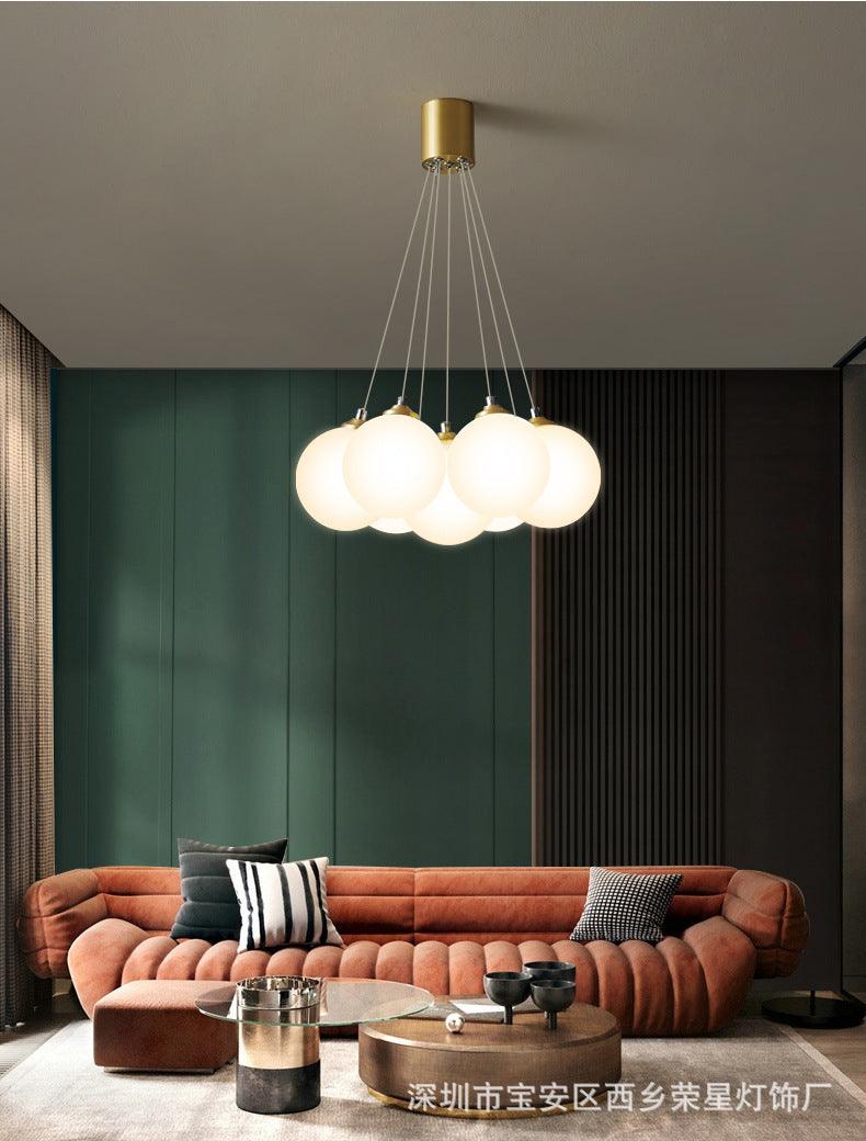 Balloons Hanging Pendant Light Simplicity White Glass Chandelier - Rebooters