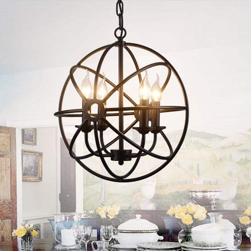 4 Lights Metal Caged Pendant Industrial Interlinked Rings Chandelier - Rebooters