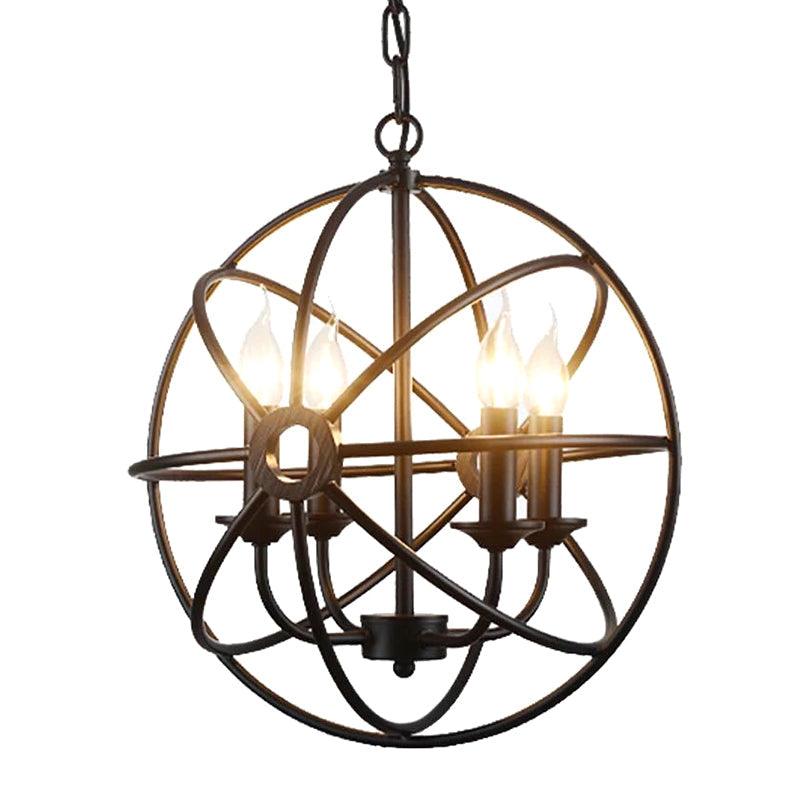 4 Lights Metal Caged Pendant Industrial Interlinked Rings Chandelier - Rebooters
