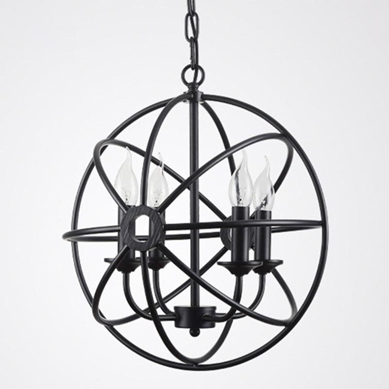 4 Lights Metal Caged Pendant Industrial Interlinked Rings Chandelier - Rebooters