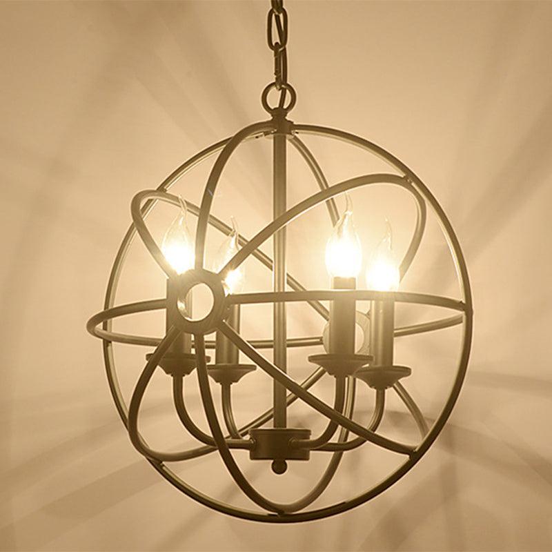 4 Lights Metal Caged Pendant Industrial Interlinked Rings Chandelier - Rebooters