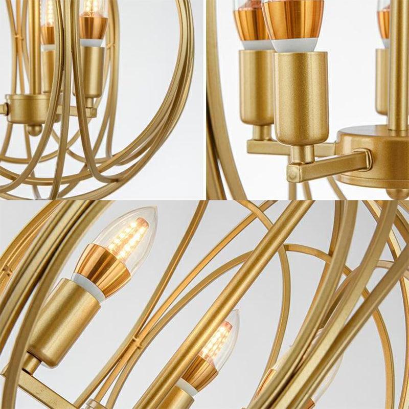 Antique Style Globe Chandelier Metal Suspension Light Fixture in Gold for Hallway - Rebooters