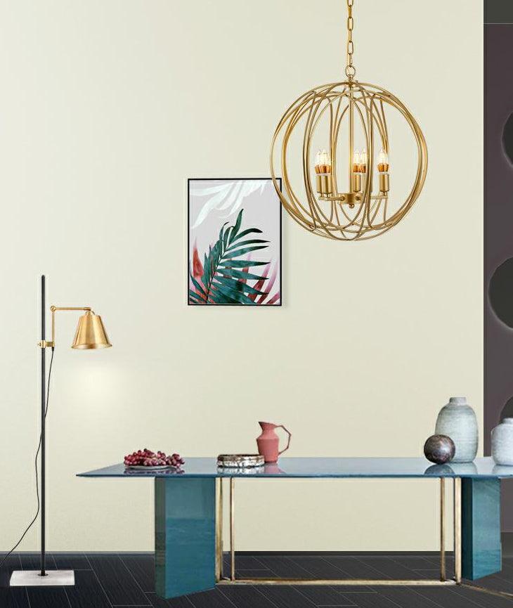 Antique Style Globe Chandelier Metal Suspension Light Fixture in Gold for Hallway - Rebooters