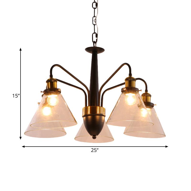 3/5/6-Light Conical Chandelier Light Traditional Black Gold - Rebooters