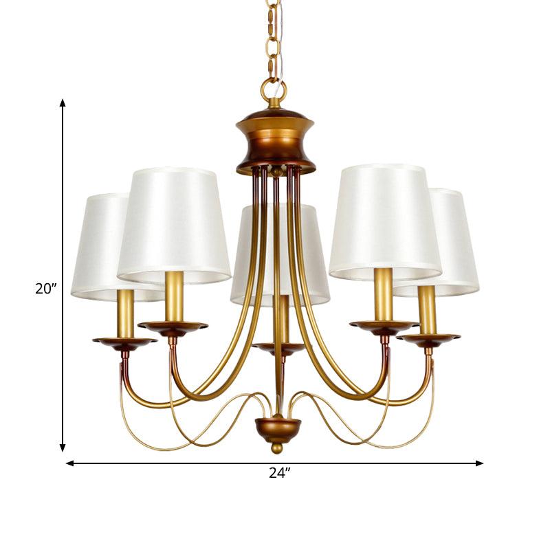 3/5/6 Lights Brass Finish Hanging Chandelier with White Shade - Rebooters
