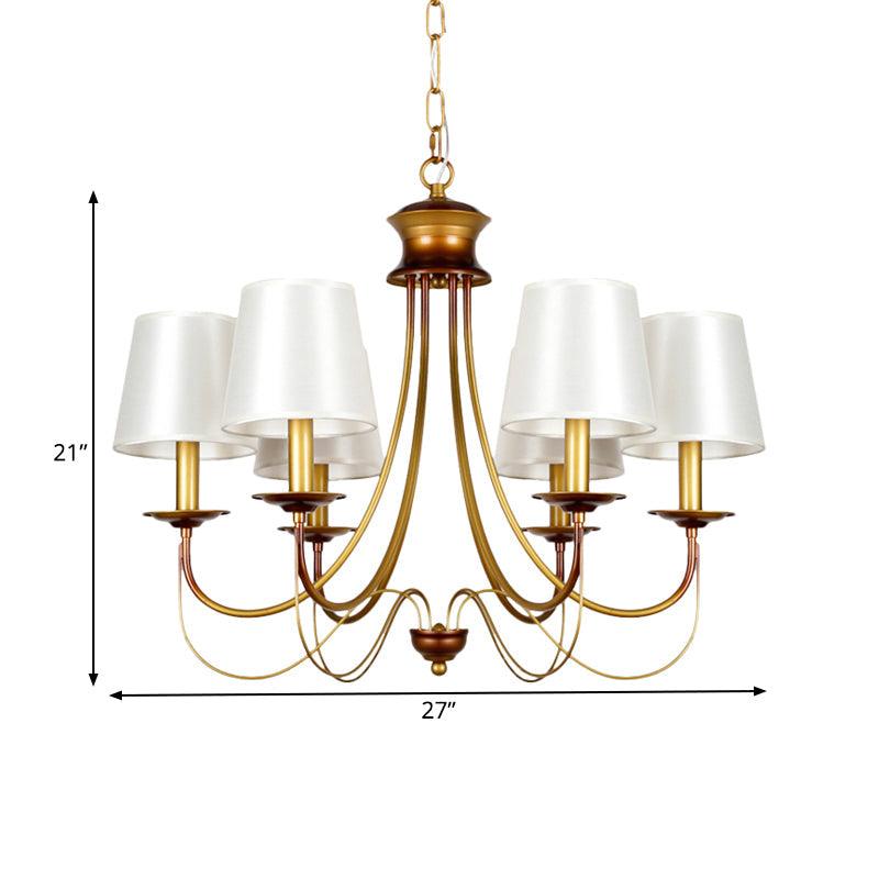 3/5/6 Lights Brass Finish Hanging Chandelier with White Shade - Rebooters