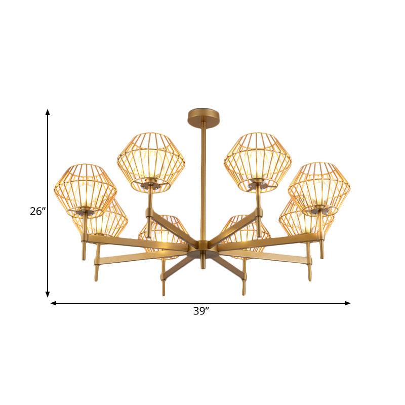 31.5"/39" Wide Gold Cage Chandelier Pendant Ceiling Light Fixture - Rebooters