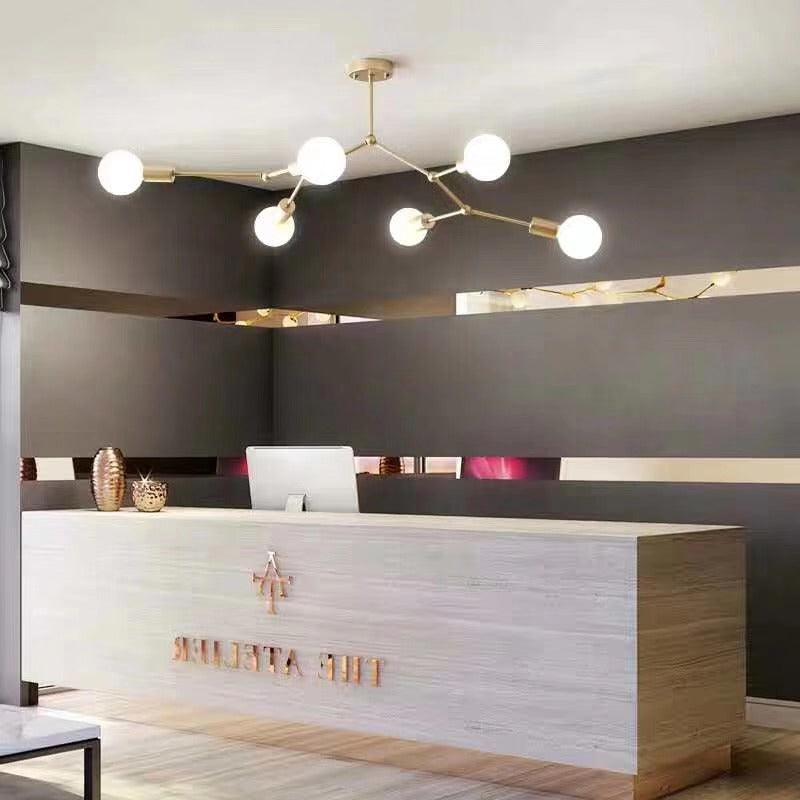 6 Light Branch Hanging Chandelier Light Modern Glass Shade Ceiling Chandelier - Rebooters