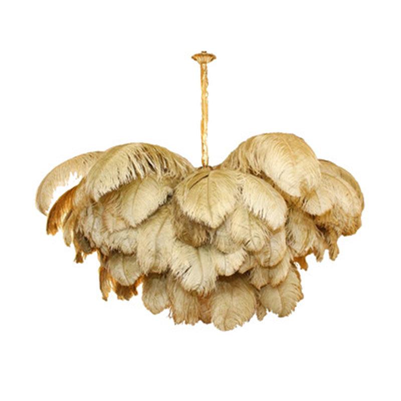 Ostrich Feather Ceiling Chandelier Modern Nordic 5 Light Hanging Light - Rebooters