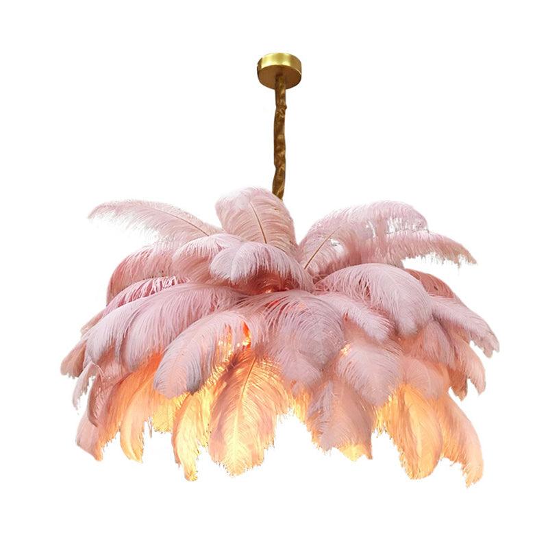 Ostrich Feather Ceiling Chandelier Modern Nordic 5 Light Hanging Light - Rebooters