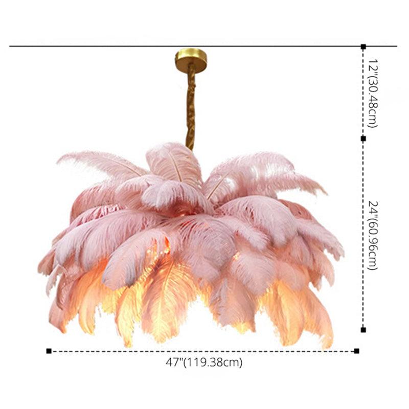 Ostrich Feather Ceiling Chandelier Modern Nordic 5 Light Hanging Light - Rebooters