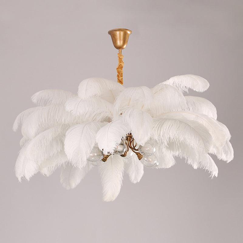 Ostrich Feather Ceiling Chandelier Modern Nordic 5 Light Hanging Light - Rebooters