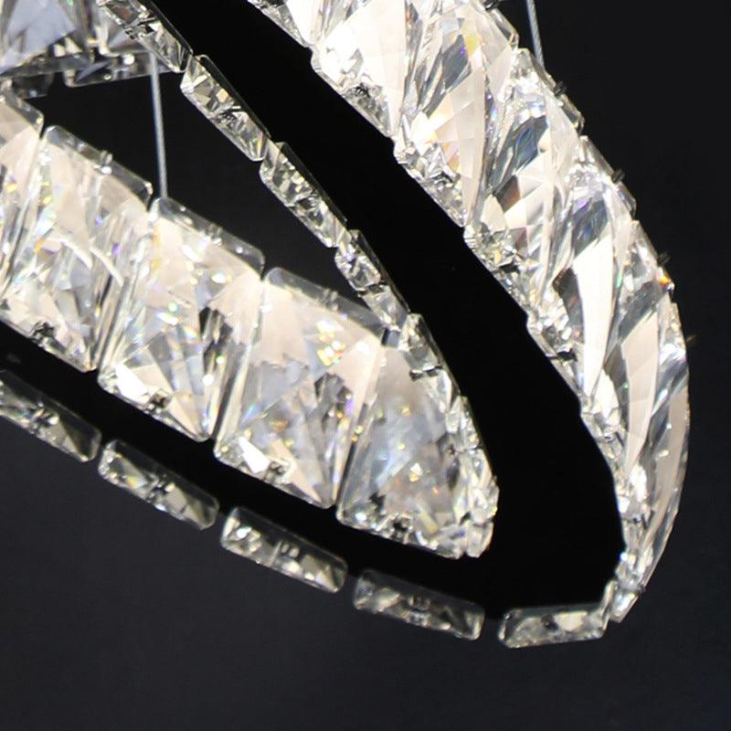 2-Tier Circular Carousel LED Pendant Lamp Modern Minimalist Crystal Light - Rebooters