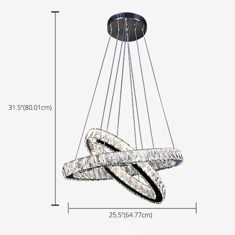 2-Tier Circular Carousel LED Pendant Lamp Modern Minimalist Crystal Light - Rebooters