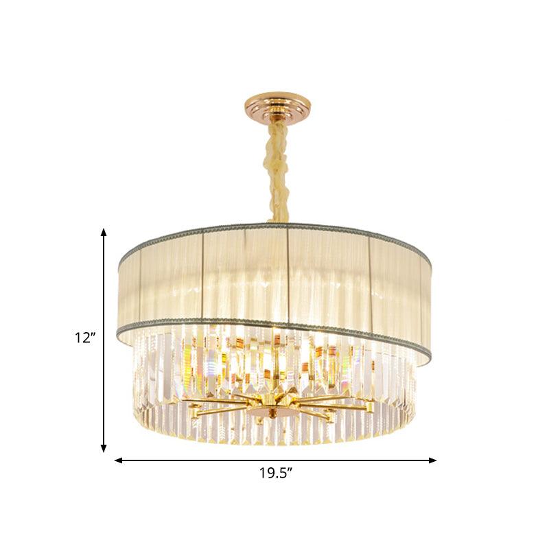 19.5/23.5 W Round Chandelier Lighting with Crystal Block - Rebooters
